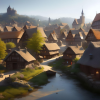 Abstract image of a middle age village