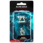 D&D Nolzur's Marvelous Unpainted Miniatures Blink Dogs 2-Pack, ready-to-paint plastic figures, displayed in clear packaging for tabletop gamers and painters.