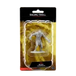 Detailed unpainted Raging Troll miniature from D&D Nolzur's Marvelous Miniatures series, encased in transparent packaging, ready for hobby painting and gaming.