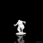 Back view of the D&D Nolzur's Marvelous Unpainted Miniatures Venom Troll figure on a reflective surface.