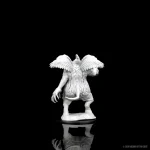 Rear view of the unpainted Nalfeshnee figure from D&D Nolzur's Marvelous Miniatures, displaying its detailed wings and muscular back.