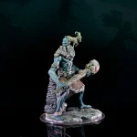 Expertly painted D&D Frameworks Stone Giant miniature by Wizkids, featuring a detailed finish with shades of green and gray, poised for battle.
