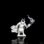Pathfinder Deep Cuts Minotaur Labyrinth Guardian miniature with detailed sculpt and dynamic pose on black background.