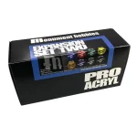 Monument Pro Acryl Expansion Set 2 featuring nine transparent acrylic paints in a black box with color samples displayed