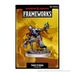 D&D Frameworks Ghast and Ghoul Miniature Box by WizKids, featuring a detailed unpainted figure on a yellow background, for tabletop gaming.
