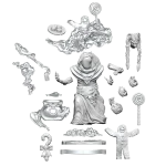 Exploded view of D&D Frameworks Night Hag miniature pieces by WizKids, showcasing individual unassembled components.