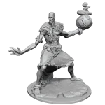 Dynamic pose of the unpainted Stone Giant miniature by Wizkids from D&D Frameworks, showing off detailed sculpting and a raised club.