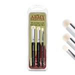 Front view of packaged Masterclass Drybrush Set by Army Painter, featuring three high-quality drybrushes for miniature painting.