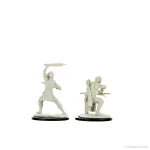 Back view of two unpainted miniatures from D&D Nolzur's Marvelous Miniatures: Wildhunt Shifter Ranger 2-Piece Set