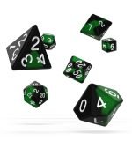 Oakie Doakie Dice RPG Set Glow in the Dark Biohazard with green and black design, featuring seven polyhedral dice