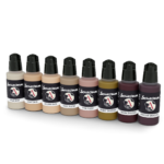 Eight bottles of Scale75 - Scalecolor - Flesh Paint Set arranged in a row